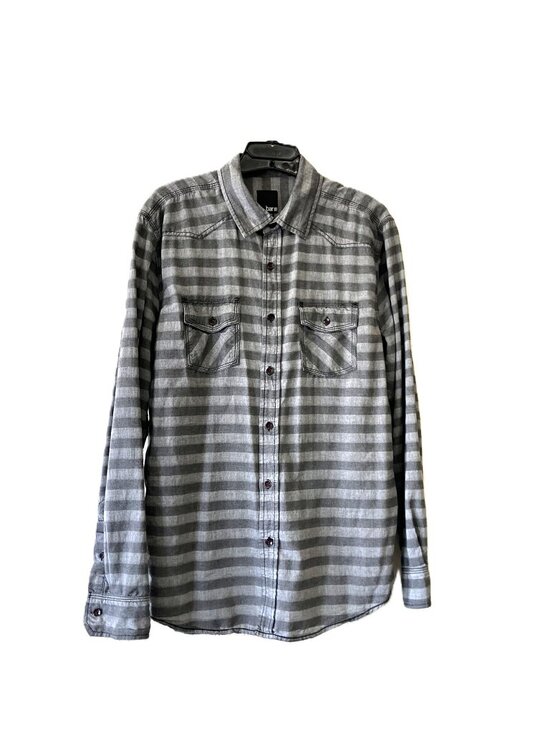 Bar III Other - Bar III Men's Long Sleeve Button-Up Shirt - Grey Horizontal Stripe - Size Large